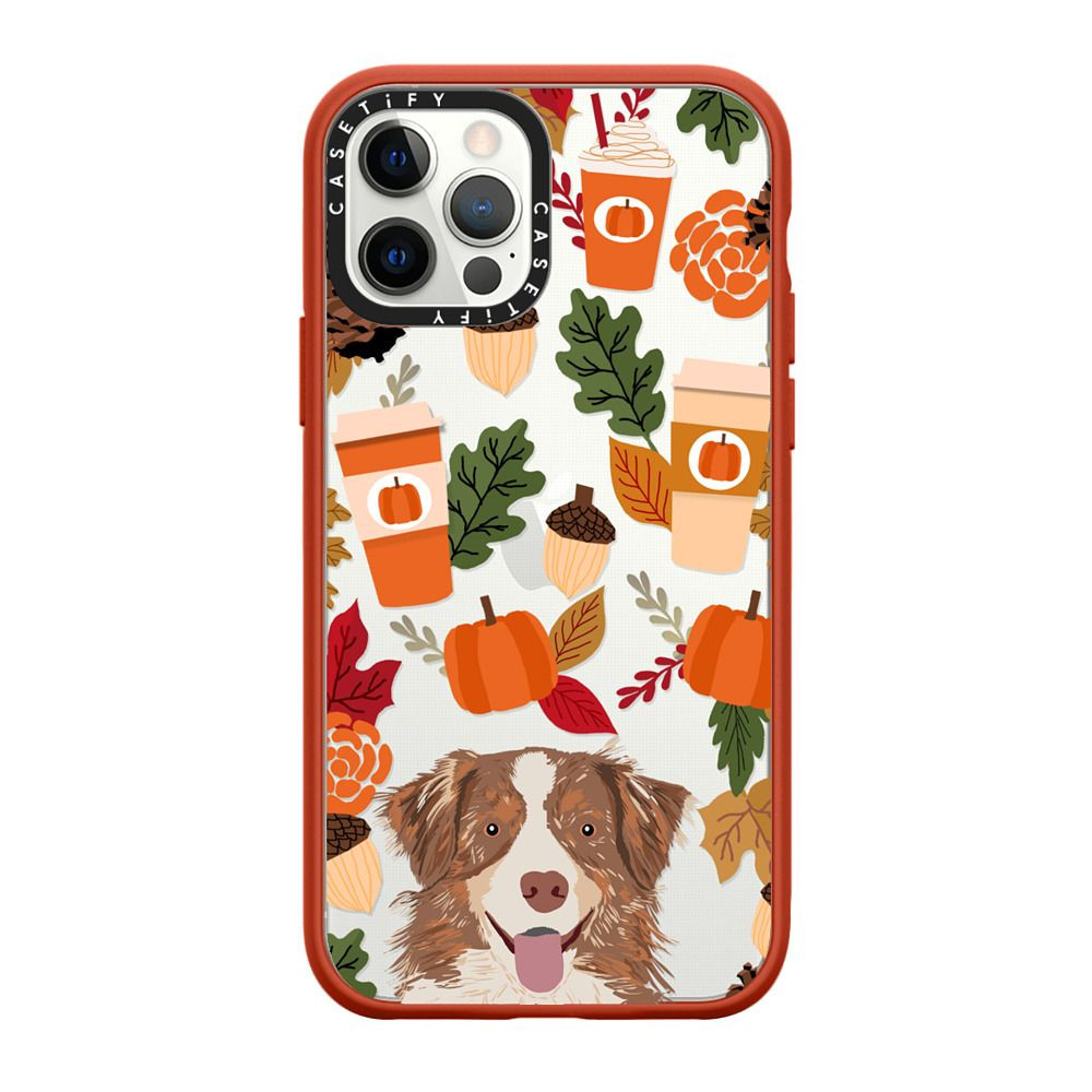 australian shepherd autumn florals leaves fall spice pumpkin latte dog lover aussie must haves | Casetify
