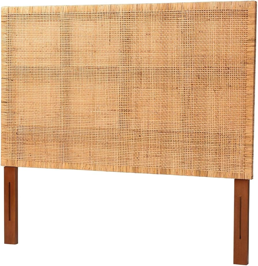 bali & pari Lesia Natural Rattan and Mahogany Wood Queen Size Headboard | Amazon (US)