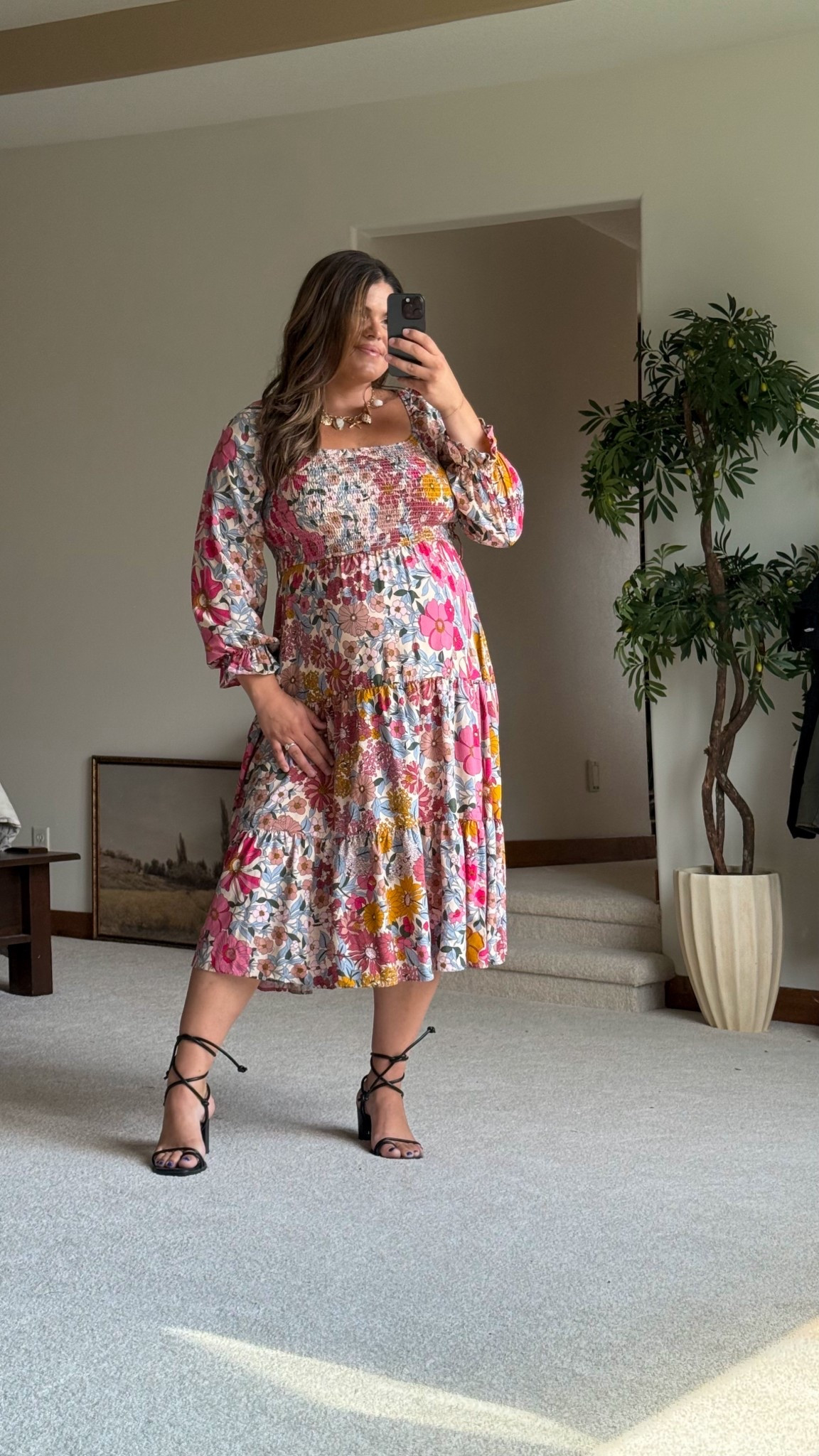 Amazon fall dress with good arm and tummy coverage! Wearing size XL, would make a good wedding guest dress, family photos dress or teacher dress. Maternity and nursing friendly

#Midsize #Maternity #Pregnancy #Amazon #fall #Dress #Teacher 