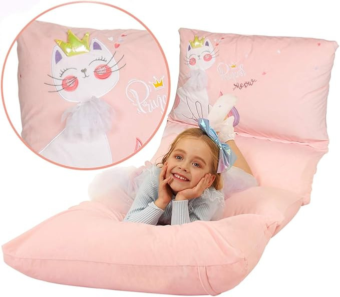 Anzitinlan Kids Floor Pillow Lounger, Girls Beds for Reading Playing Games, Slumber Party, TV Wat... | Amazon (US)