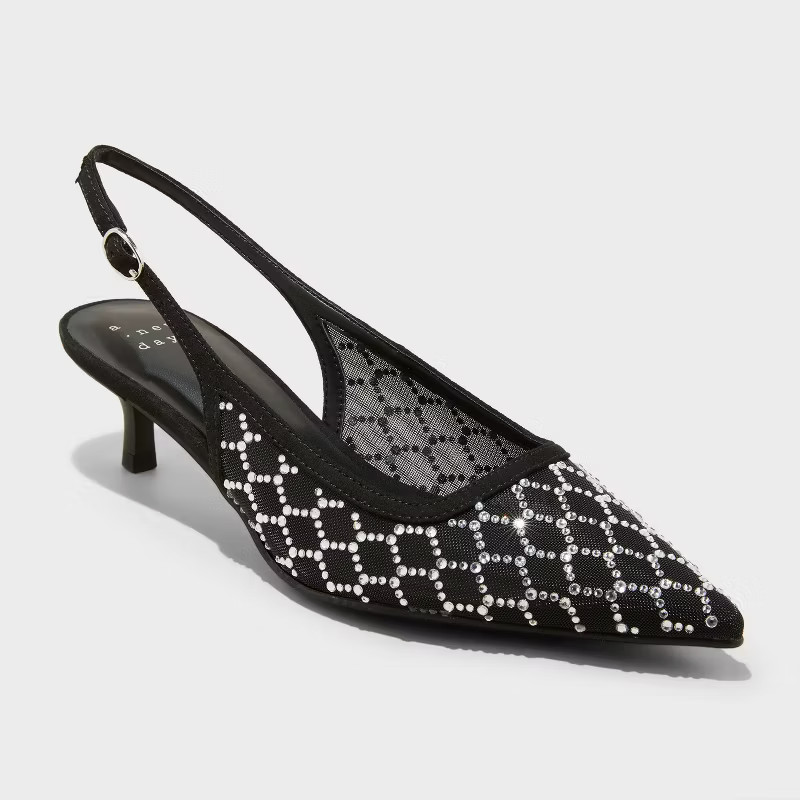 Women's Gigi Embellished Slingback Kitten Heels - A New Day™ | Target