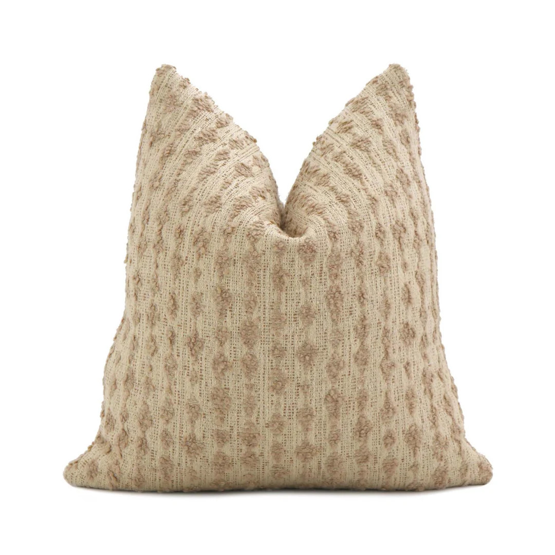 Kelly Wearstler Serai Bouclé Alabaster Tan Throw Pillow Cover with Zipper, Rectangle Lumbar Euro... | Etsy (US)