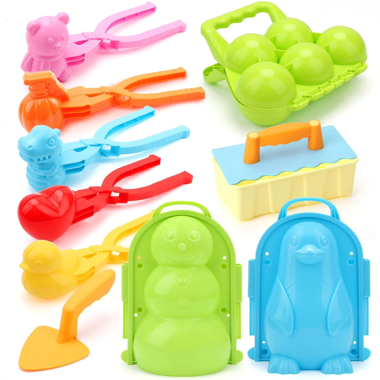 Ayieyill 11Pcs Snowball Maker Tool Winter Snow Toys Kit, Sand Molds Beach Toys Plastic Snow Molds... | Walmart (US)