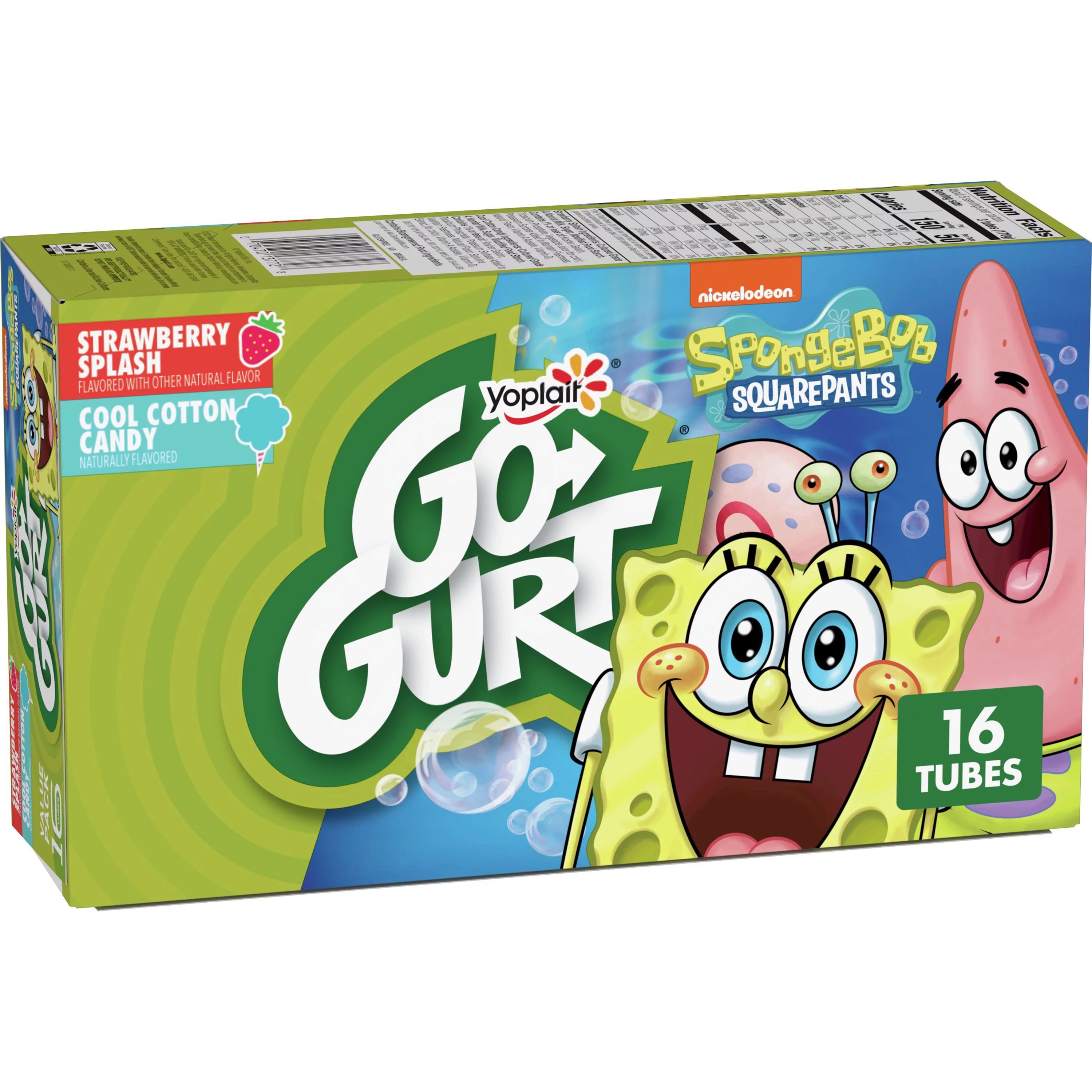 Go-GURT SpongeBob SquarePants Strawberry Splash and Cool Cotton Candy Kids Fat Free Yogurt Variet... | Walmart (US)