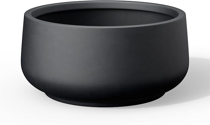 Kante 13.4" Dia Round Curvy Concrete Planter, Large Plant Pots with Drainage Hole and Rubber Plug... | Amazon (US)
