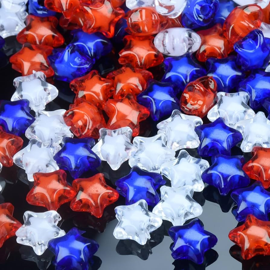 500Pcs Acrylic Red White Blue Star Beads,4th of July Beads for Jewelry Making Patriotic Star Bead... | Amazon (US)