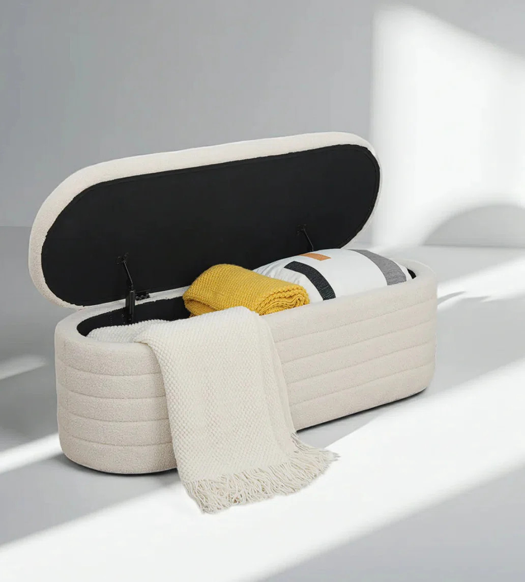 Matt Upholstered 45.5" Teddy Fabric Fluffy Faux Fur Flip Top Storage Bench | Wayfair North America