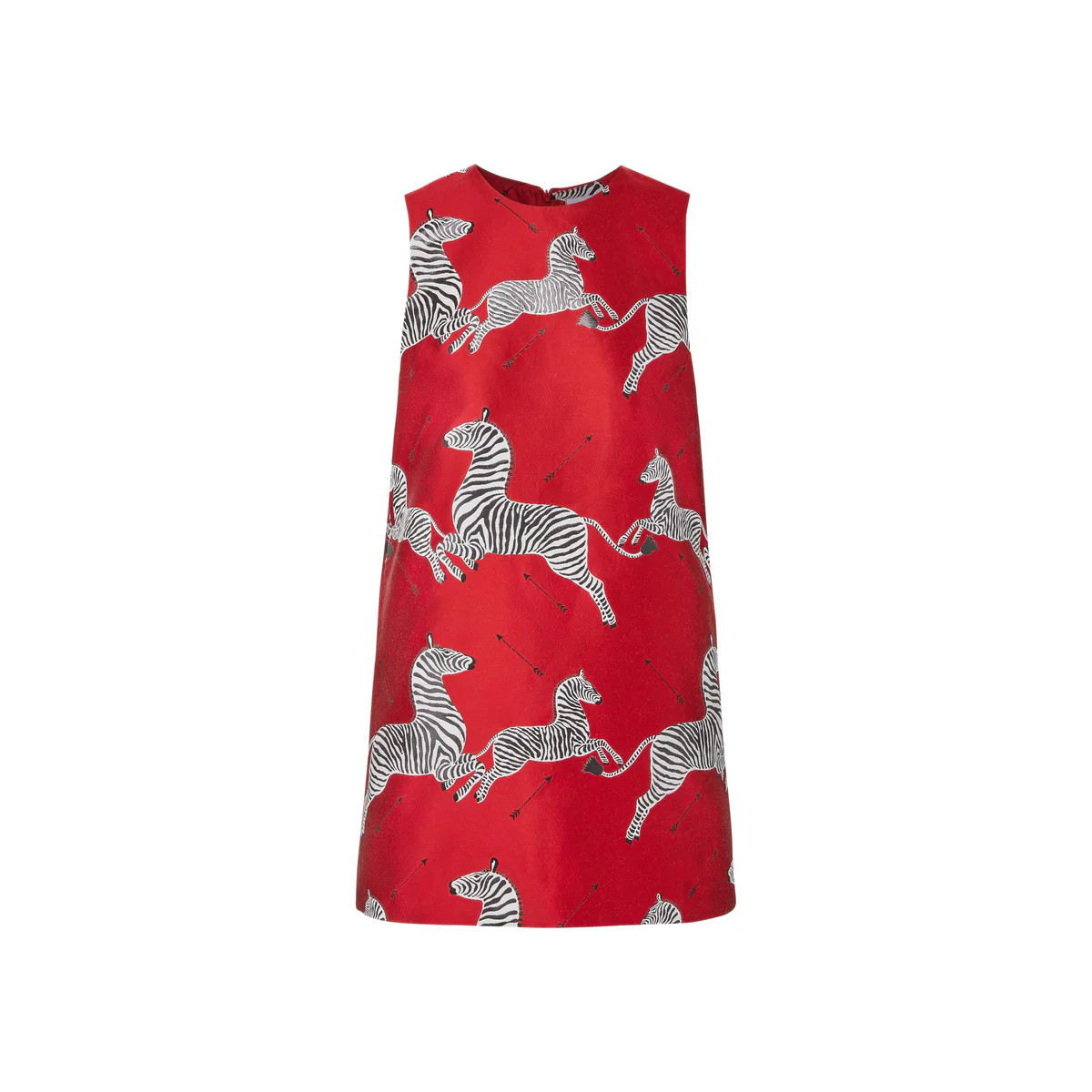 mae x scalamandre laurel dress in cherry jumping zebras | MAE New York