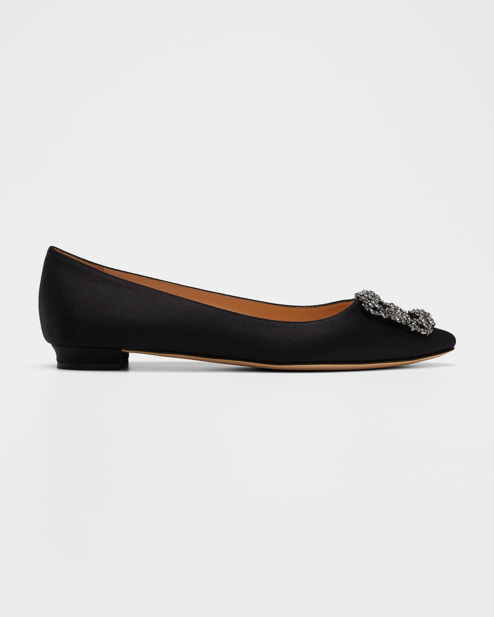 Hangisi Crystal-Buckle Satin Flat | Neiman Marcus