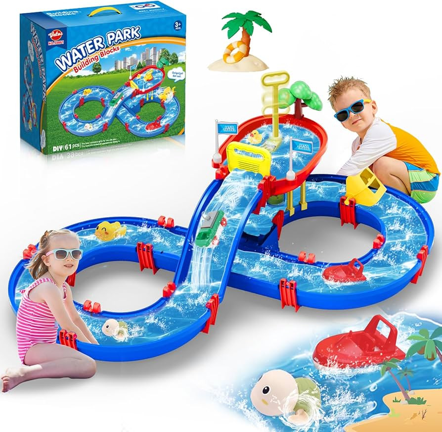 VATOS 2-Tier Outdoor Kids Water Table, 61PCS DIY Toddlers Water Table Toys Playset, Pool Waterway... | Amazon (US)