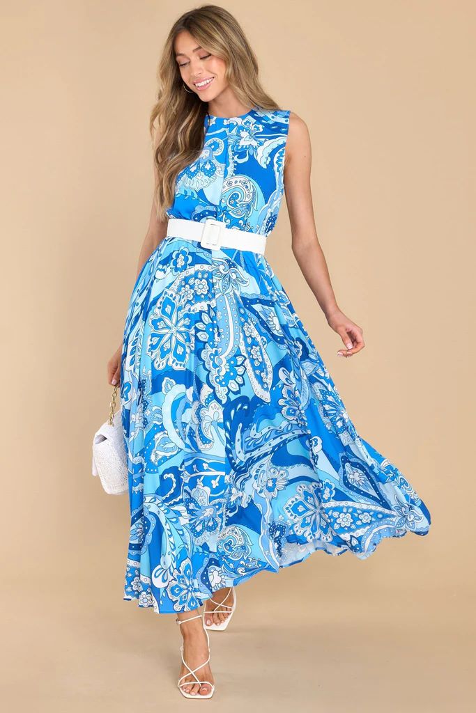 Like Fine Art Blue Multi Print Maxi Dress | Red Dress 