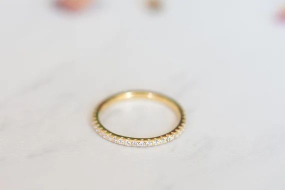 Dainty Diamond Stacking Eternity Ring Gold Minimalist Ring CZ Ring Simple Diamond Ring Silver Rin... | Etsy (US)