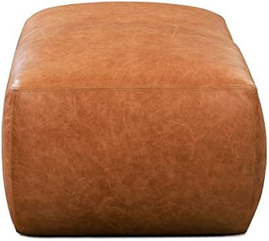 Poly and Bark Denver Modern Leather Ottoman Pouf (Cognac Tan) | Amazon (US)