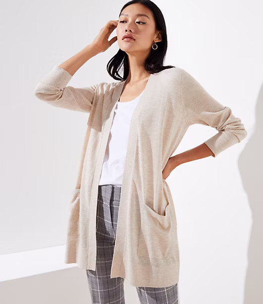 LOFT Petite Pocket Open Cardigan | LOFT