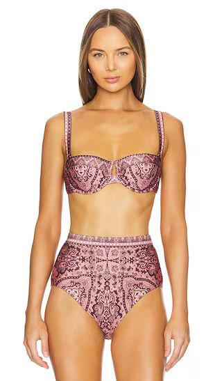 Ottie Balconette Bra Bikini Top in Coral Paisley | Revolve Clothing (Global)