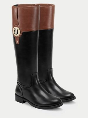 Tommy Hilfiger Women's Classic Equestrian Boot Black/Chestnut - 7 | Tommy Hilfiger (US)