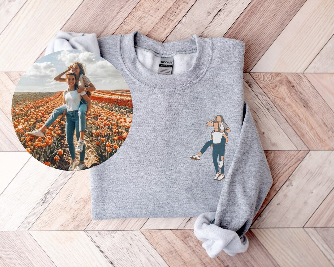 Portrait From Photo Sweatshirt, Custom Gift Portrait From Photo Sweats, Line Art Photo Sweatshirt... | Etsy (US)