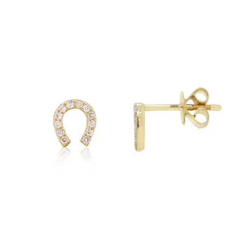 The Lovery Fine Jewelry Mini Diamond Horseshoe Stud Earrings in Yellow Gold at Nordstrom | Nordstrom