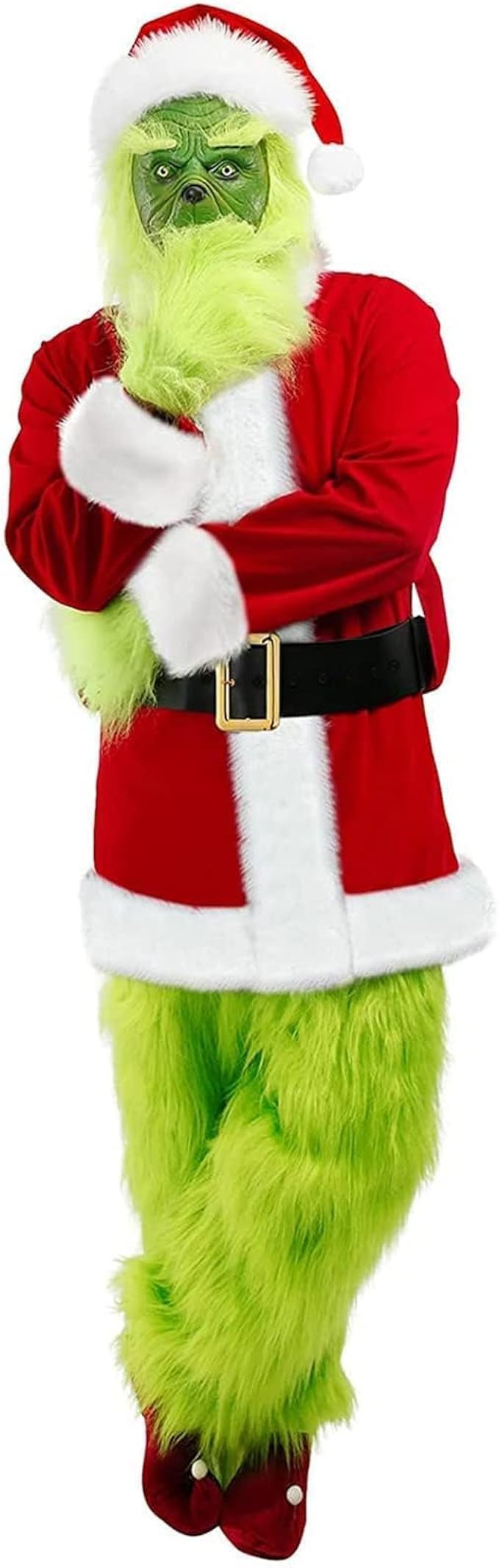QwayHome Christmas Green Big Monster Costume for Adult, 7Pcs Deluxe Green Santa Cosplay Furry Sui... | Amazon (US)