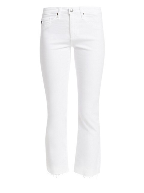 Jodi Mid-Rise Raw-Edge Hem Stretch Crop Flare Jeans | Saks Fifth Avenue