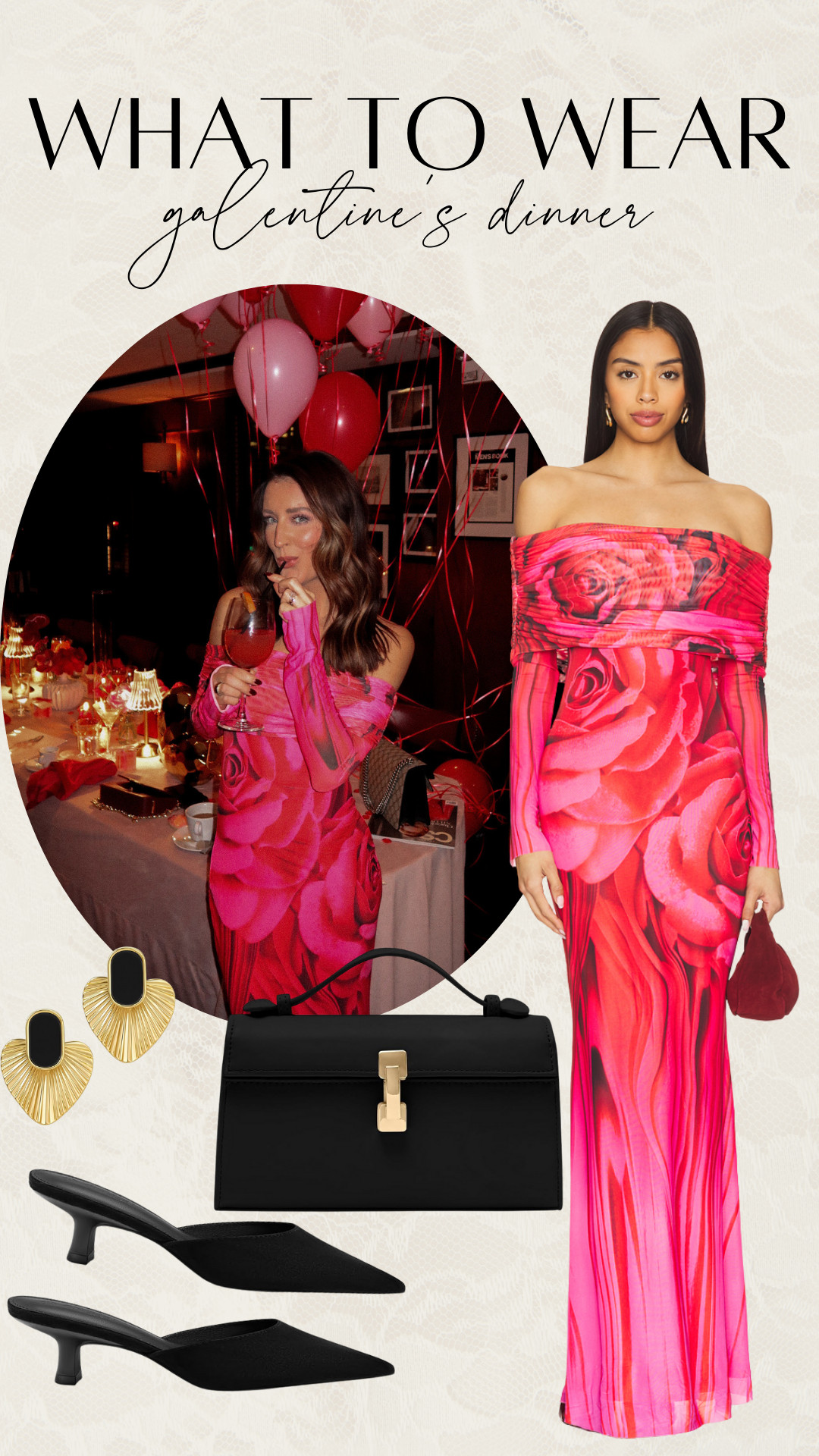 What to Wear: Fancy valentines dinner! Rose bodycon maxi dress 

 #LTKValentine #LTKootd