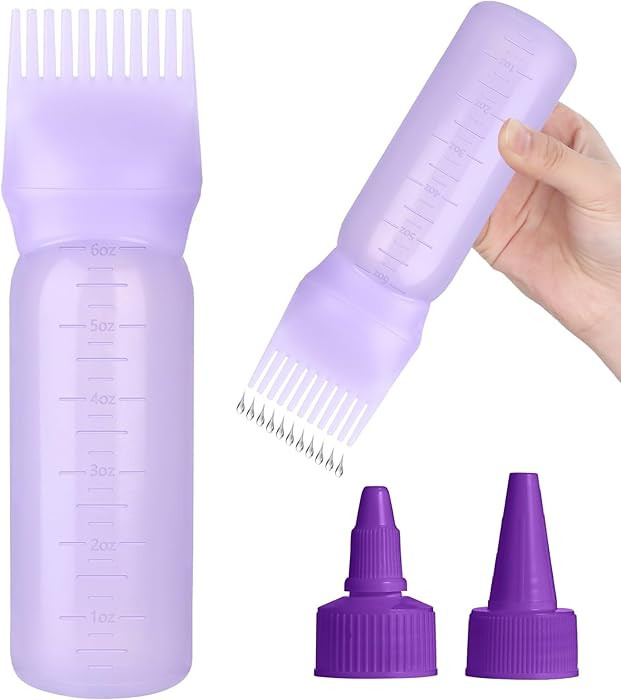 Root Comb Applicator Bottle Oil Applicator for Hair Dye Hair Oiling Bottle with 2 Types Caps and ... | Amazon (US)