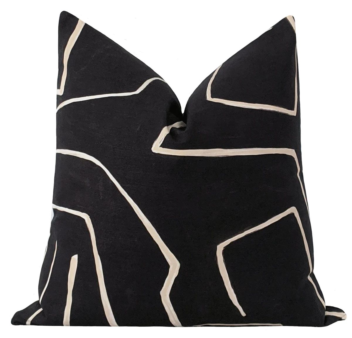 Graffito Black Cream Abstract Pillow Cover | Land of Pillows