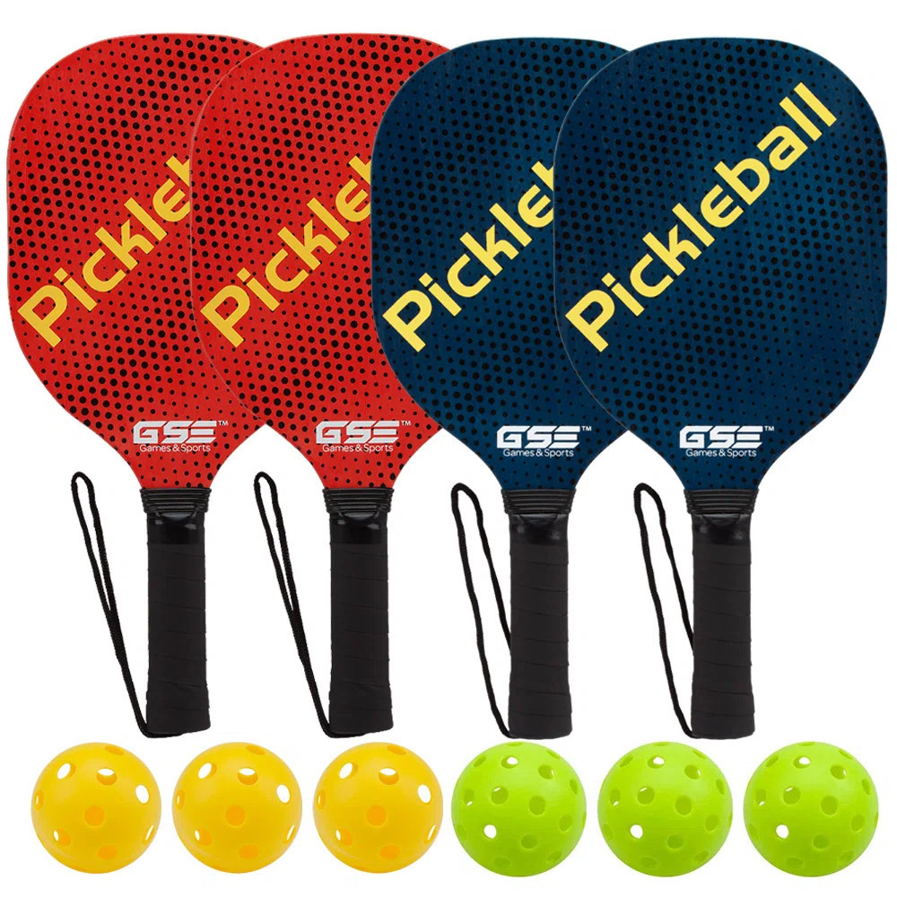 Wooden Pickleball Paddles Set with 4 Lightweight Pickleball Rackets & 6 Indoor/Outdoor Pickle-Bal... | Wayfair North America