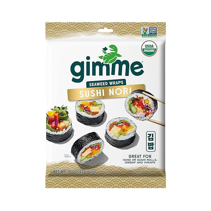 Gimme Seaweed Sushi Nori Premium Organic Roasted Seaweed Sheets, Keto, Vegan, Gluten-Free, Restau... | Amazon (US)
