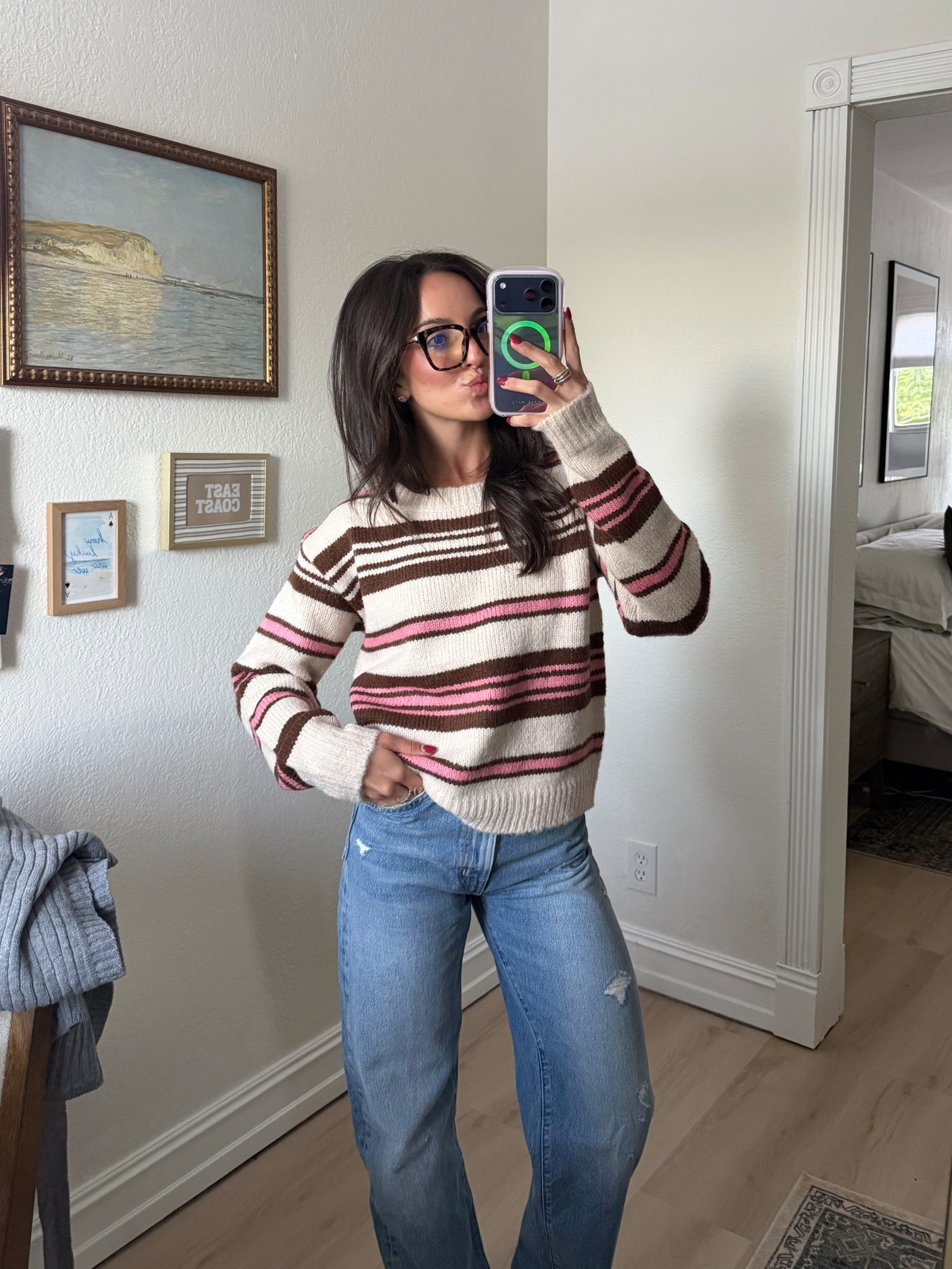 Obsessed with this adorable striped sweater from lulus perfect for a holiday shopping day or coffee date! Wearing a small. On sale for cyber Monday! 

#LTKFindsUnder50 #LTKHoliday #LTKCyberWeek