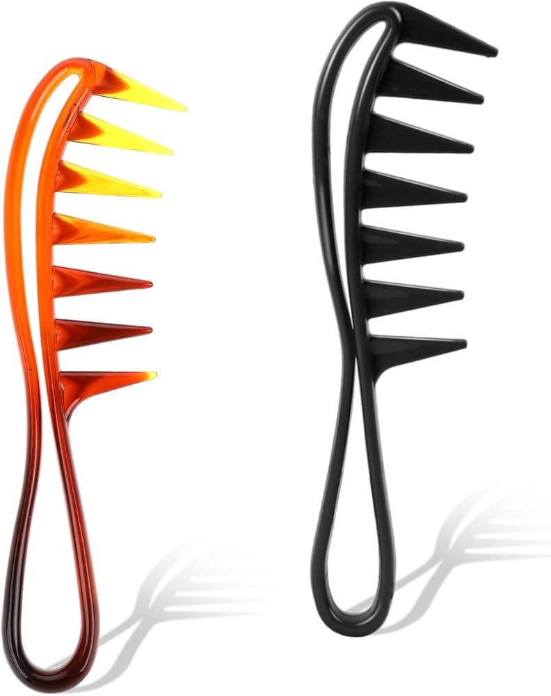 2 Pcs Large Tooth Combs, Curl Comb for Brushing out Curls Wide Tooth Comb Curl Hair Brush Durable... | Amazon (US)