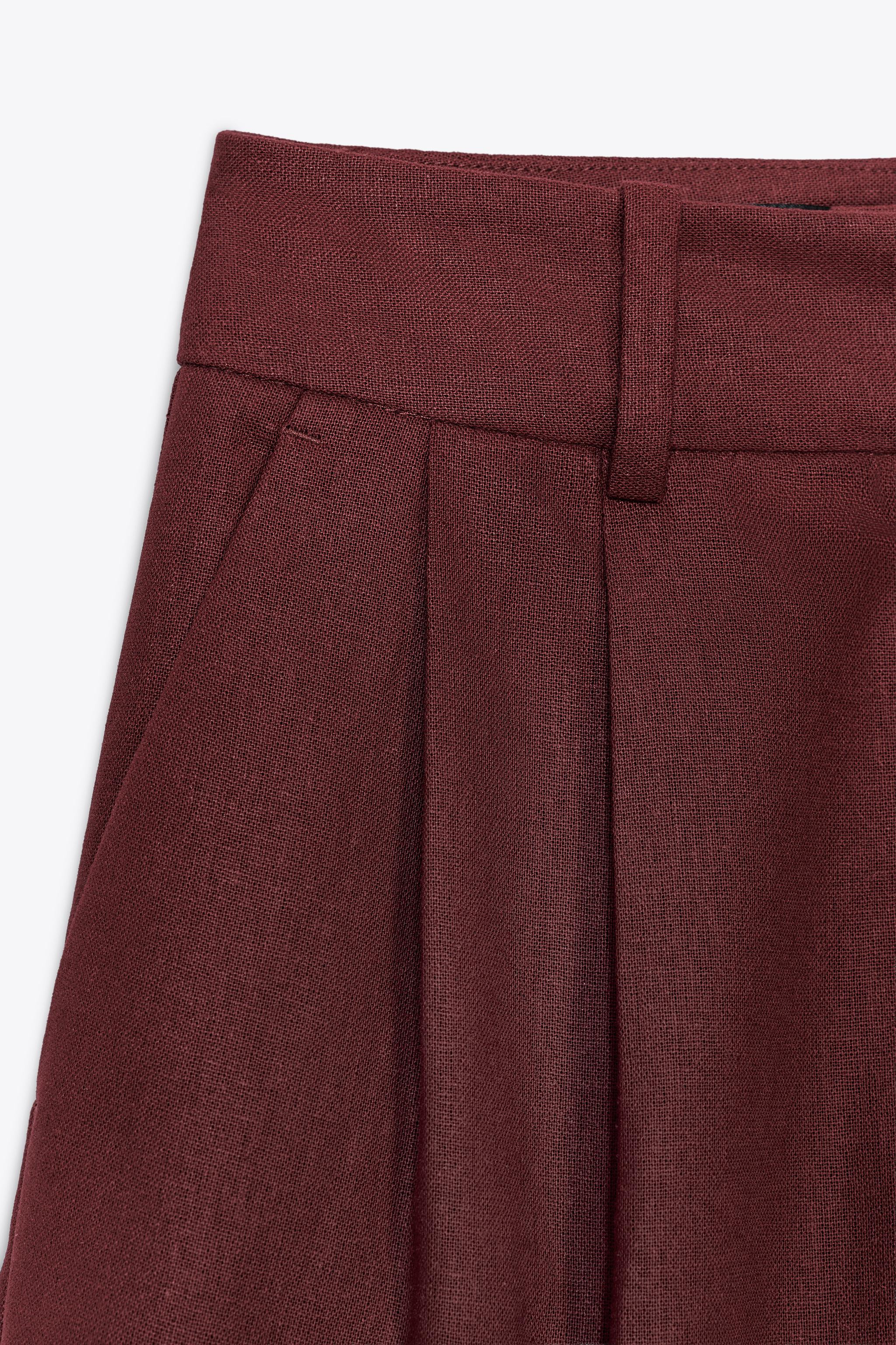 PLEATED LINEN BERMUDA SHORTS | Zara US