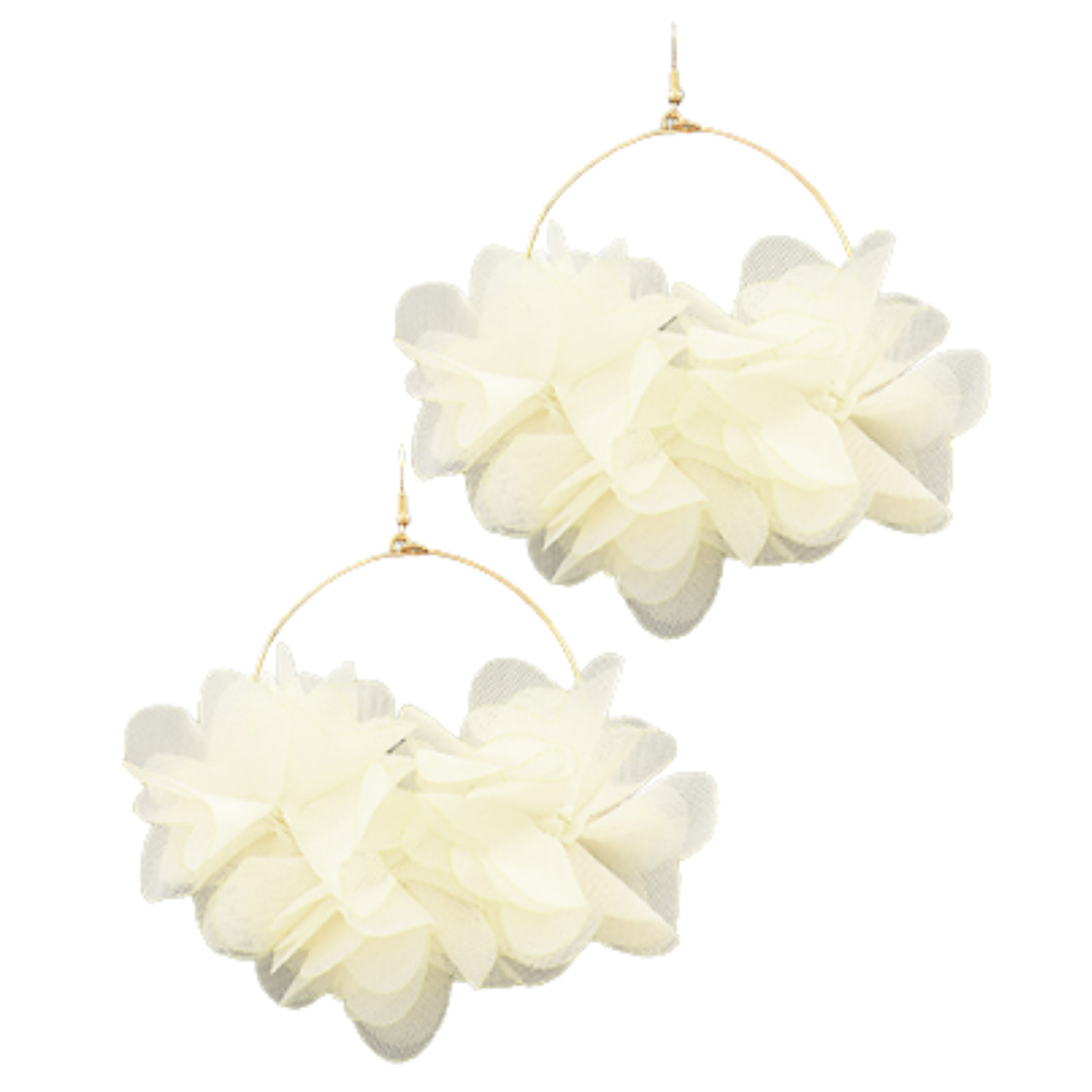 Ivory Wrapped Flower Earrings | Wilson Home Decor