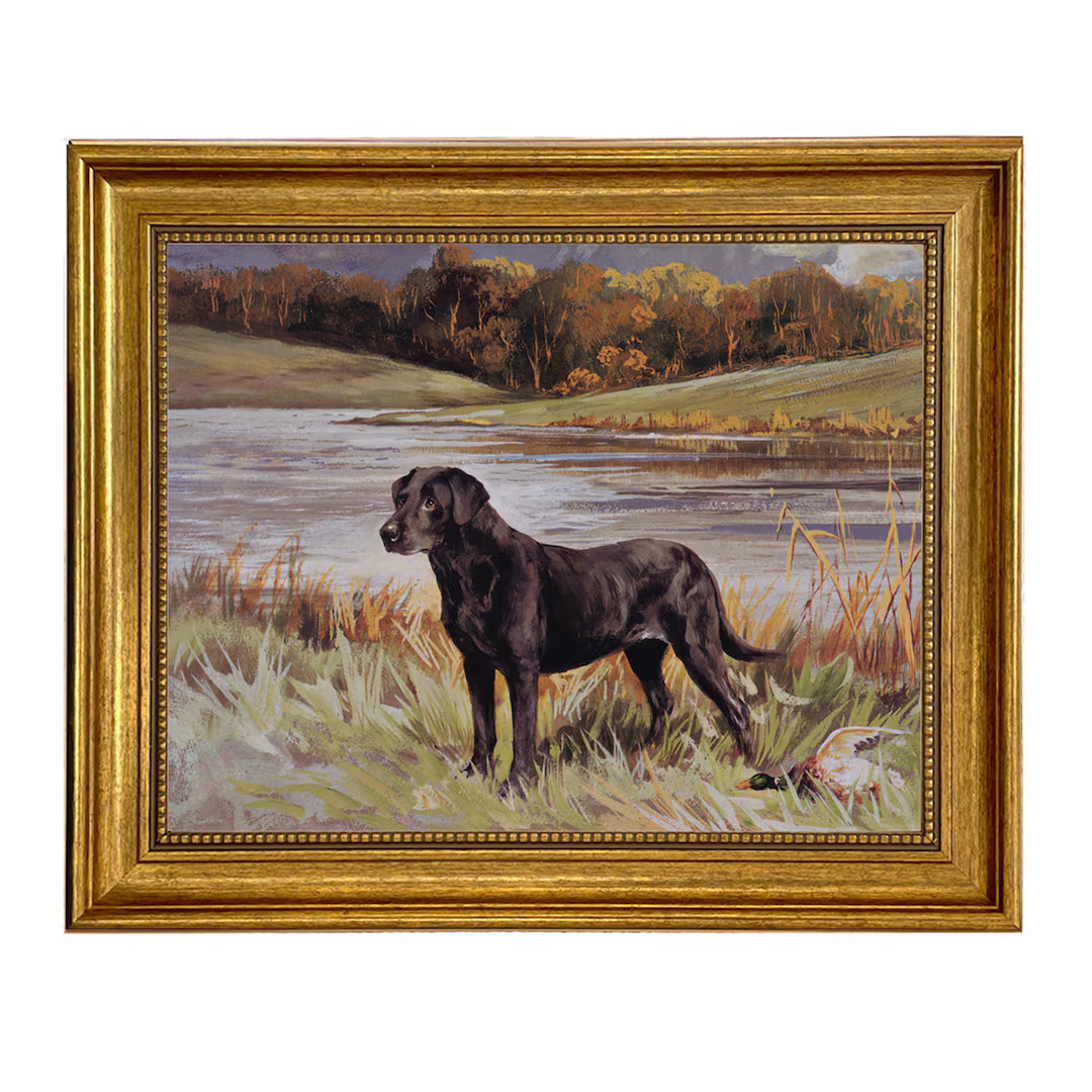 Labrador Retriever With Duck Oil Framed Oil Painting Print on Canvas, Framed Dog Print, Vintage S... | Etsy (US)