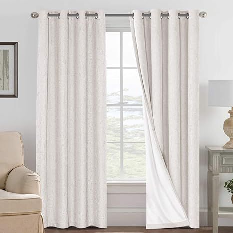 Linen Blackout Curtains 108 Inches Long 100% Absolutely Blackout Thermal Insulated Textured Linen... | Amazon (US)