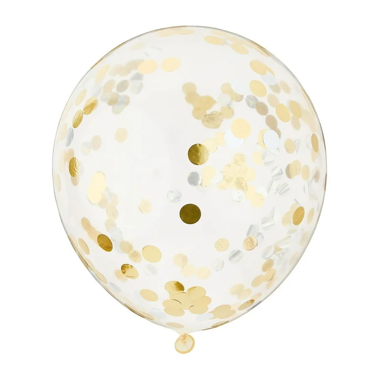 12" Silver/Gold Foil Confetti Balloons, 5 Count, by Way To Celebrate | Walmart (US)