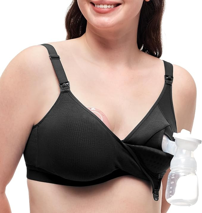 Momcozy Hands-Free Pumping Bra, Wireless & Seamless HF010 Breast Pump Bra, Breathable Tencel™ F... | Amazon (US)