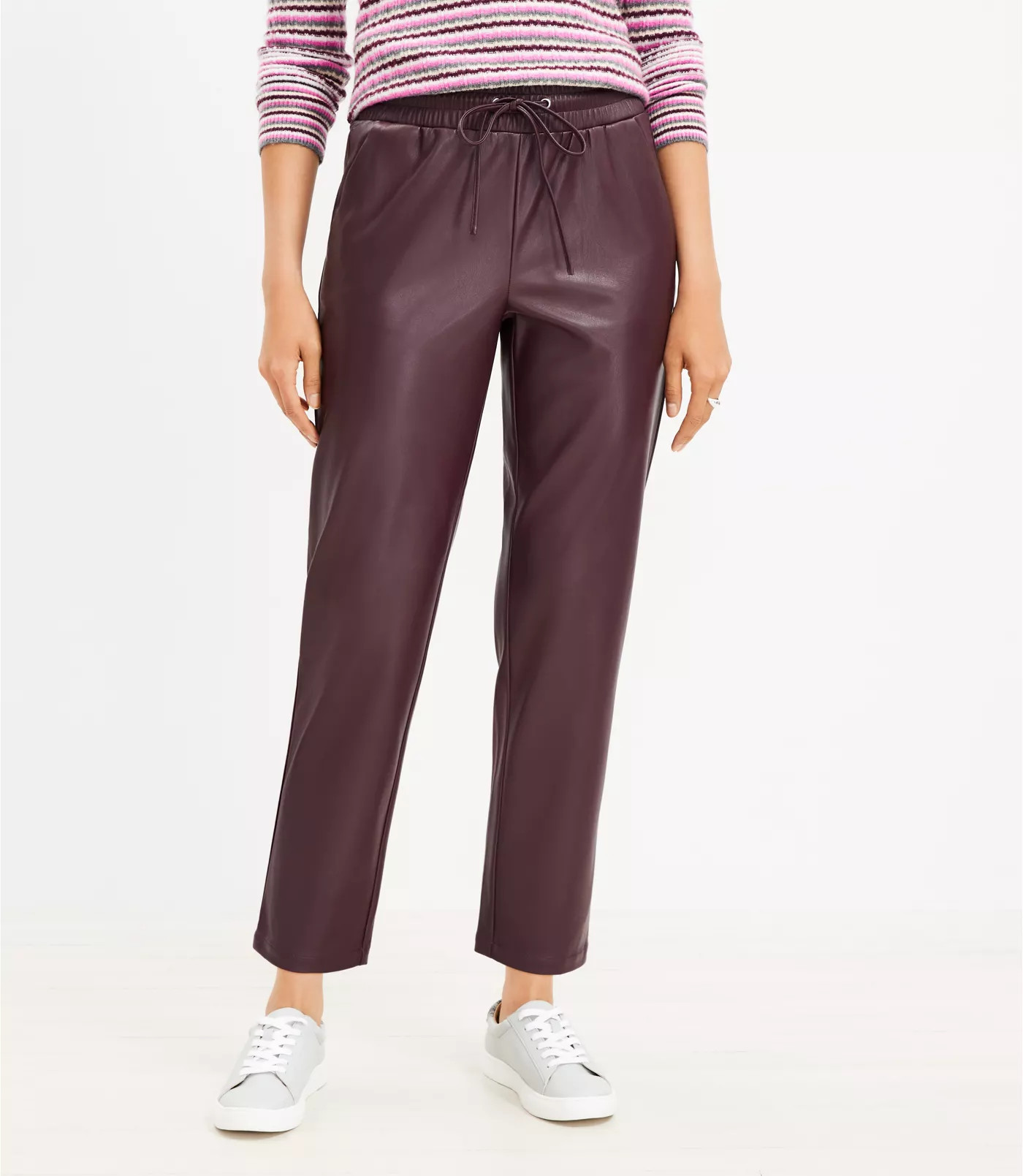 Pull On Slim Pants in Faux Leather | LOFT