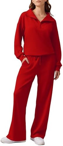 PINSPARK 2 Piece Sets for Women 2025 Fall Outfits Sweatsuit Loose Fit Sweatshirt Wide Leg Sweatpa... | Amazon (US)