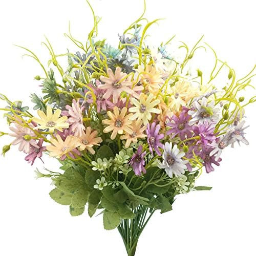 Guagb 6Pcs Artificial Daisy Silk Flower Outdoor UV Resistant Fake Wildflowers Faux Greenery Shrub... | Amazon (US)