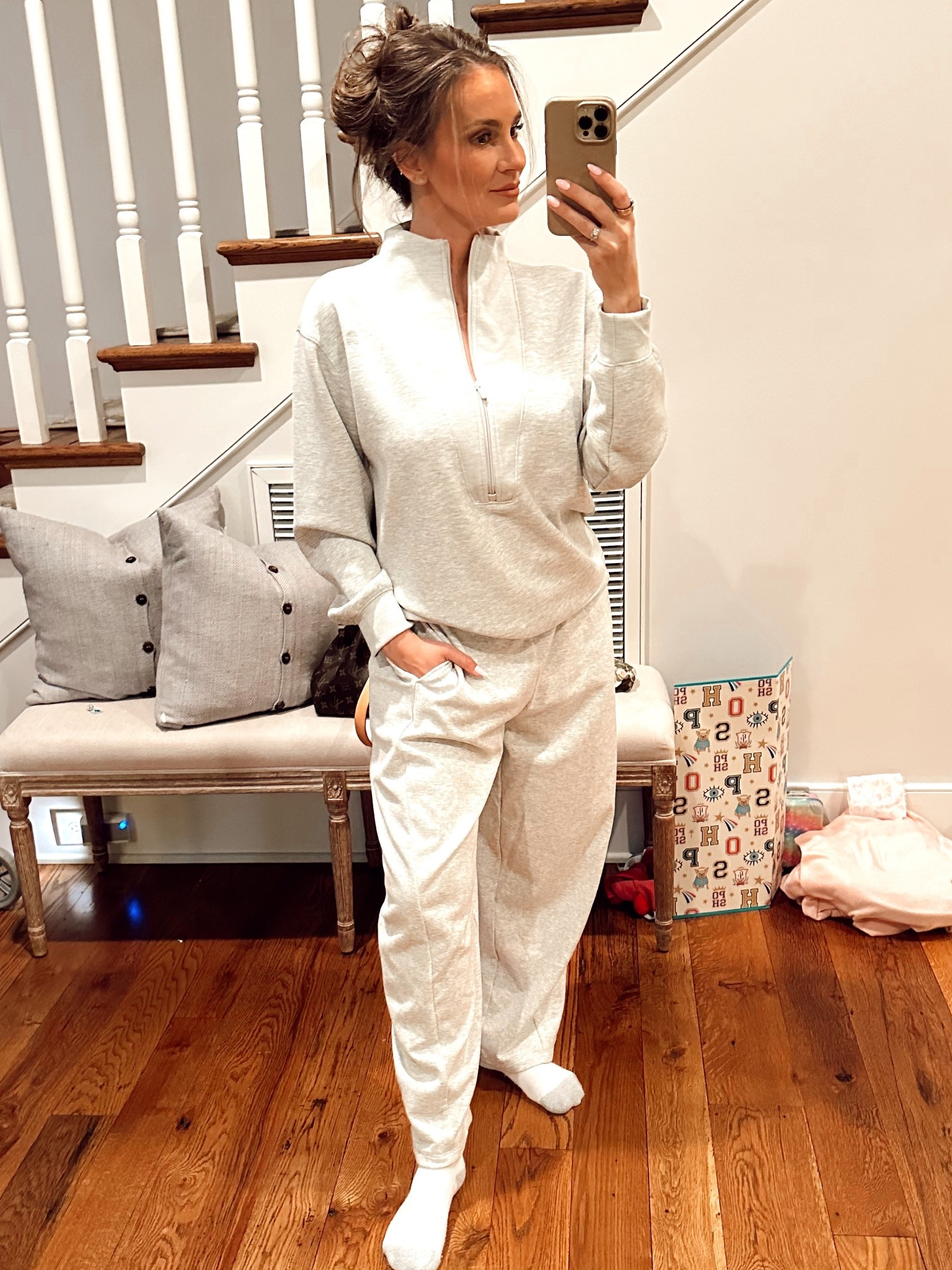 Cutest athleisure matching set from Target. Fabric is Lululemon or Varley quality! Love the barrel leg pants. So comfy and perfect for travel. Wearing size Small 🫶🏼

#LTKmomlife #LTKootd #LTKTravel