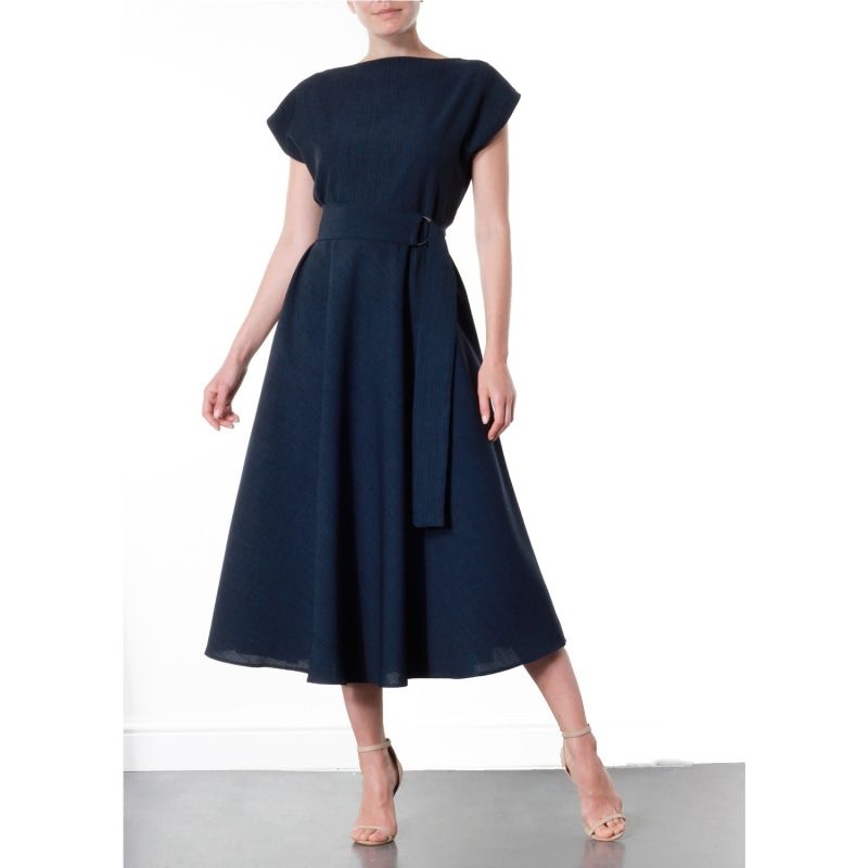 Stine Navy Midi Dress | Wolf and Badger (Global excl. US)