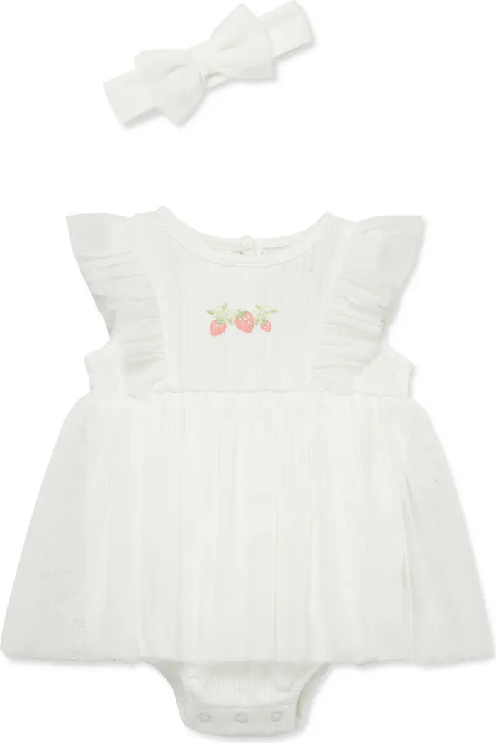 Little Me Strawberry Popover Dress & Headband Set | Nordstromrack | Nordstrom Rack