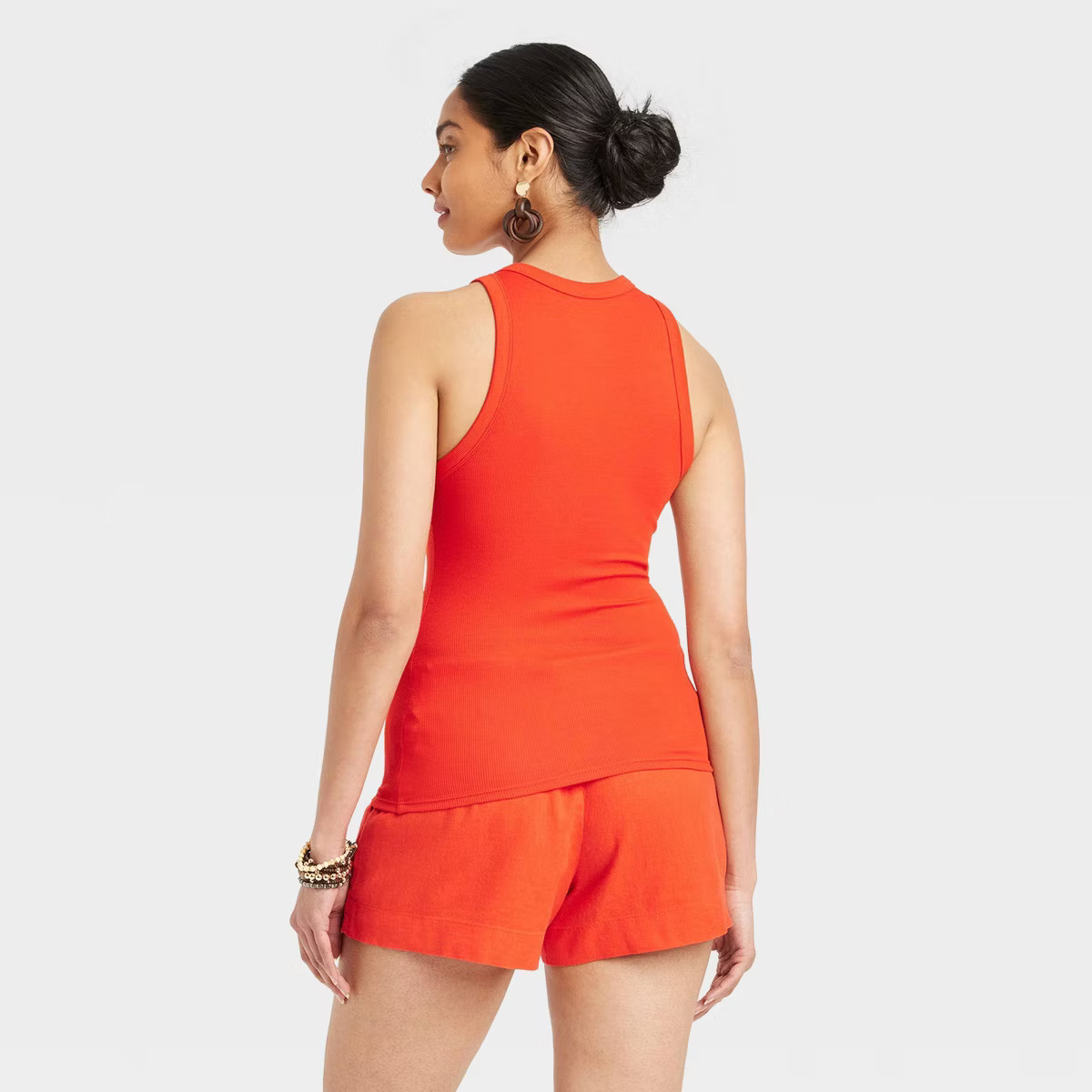 Women's Slim Fit Ribbed Tank Top - A New Day™ Olive XL: Crew Neck, Pullover, Midweight Fabric | Target