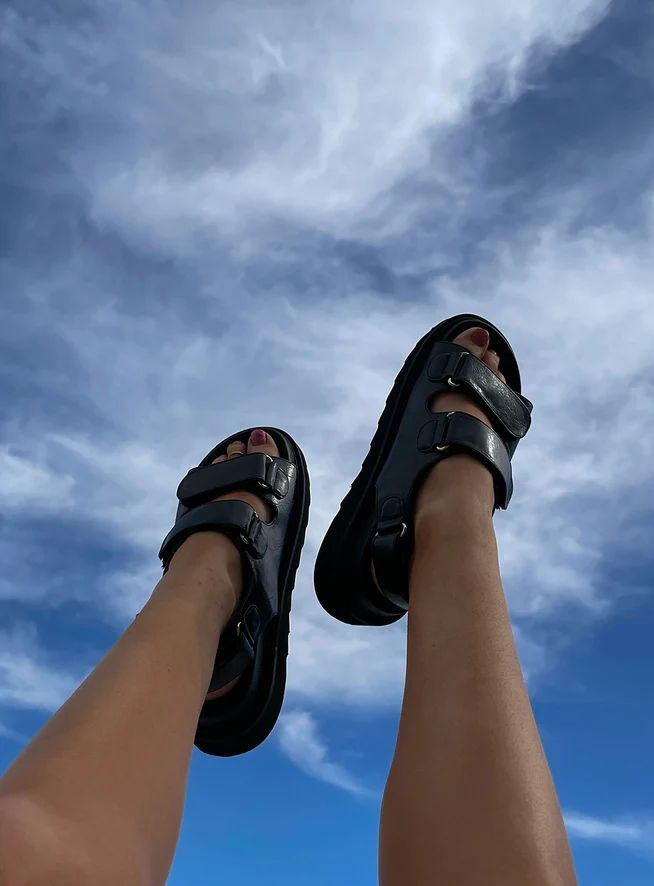 Rue Chunky Sandals Black | Princess Polly US