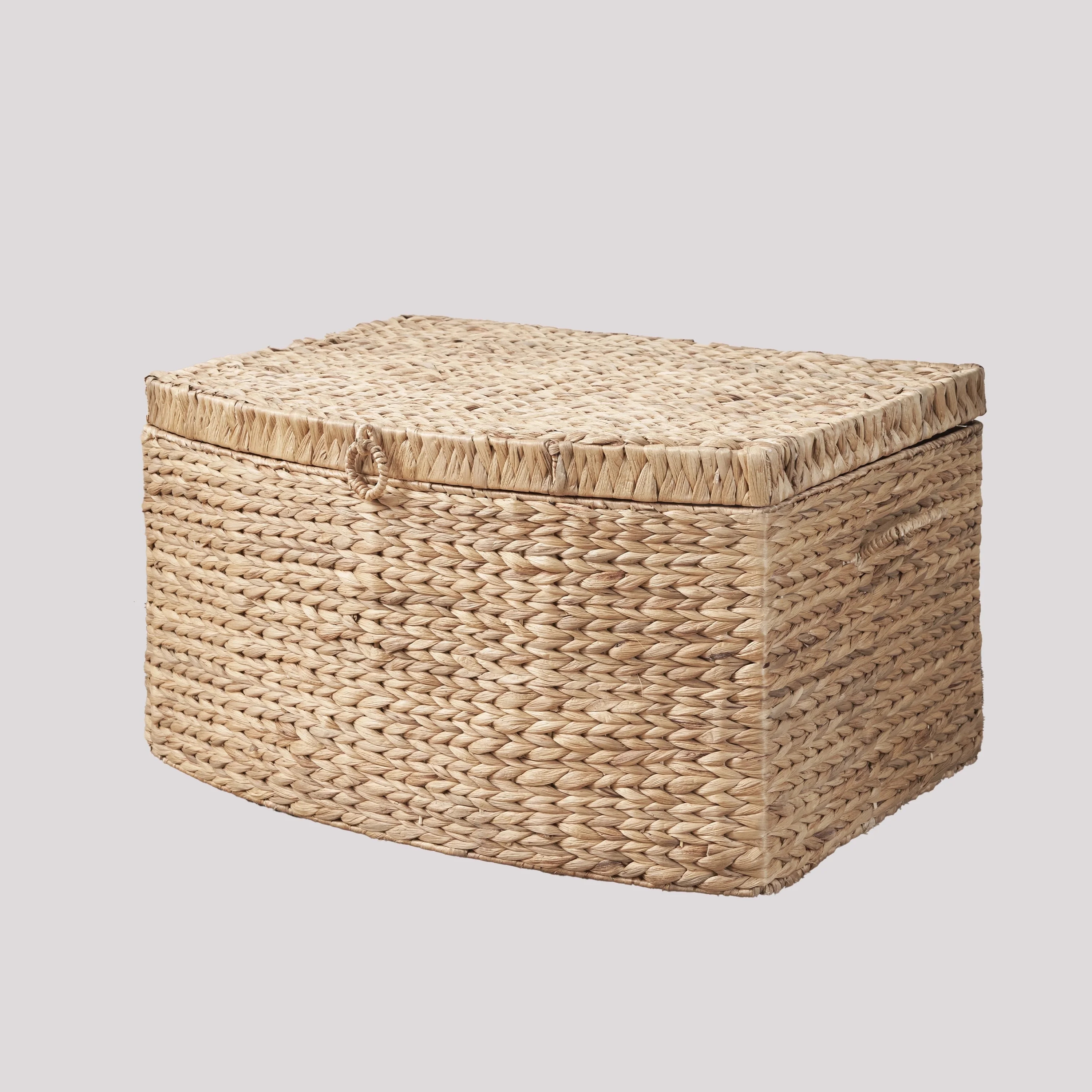 Ludmilla Rectangular Curve Water Hyacinth Woven Wicker Trunk with Handles - 26" x 19" x 14" - Nat... | Walmart (US)