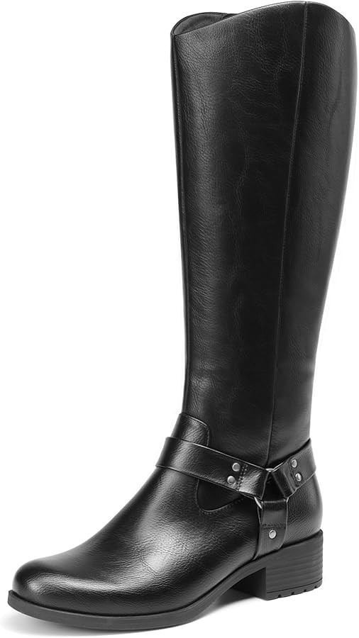 DREAM PAIRS Boots For Women Knee High, Comfortable Pull On Side Zipper Buckle Riding Boots | Amazon (US)