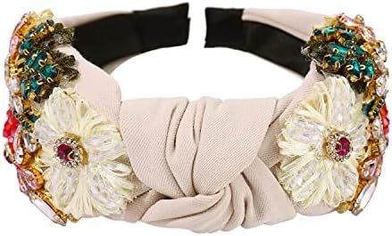 ZITULRY Rhinestone Headband For Women Statement Crystal Knotted Turban Hairband Handmade Beaded E... | Amazon (US)