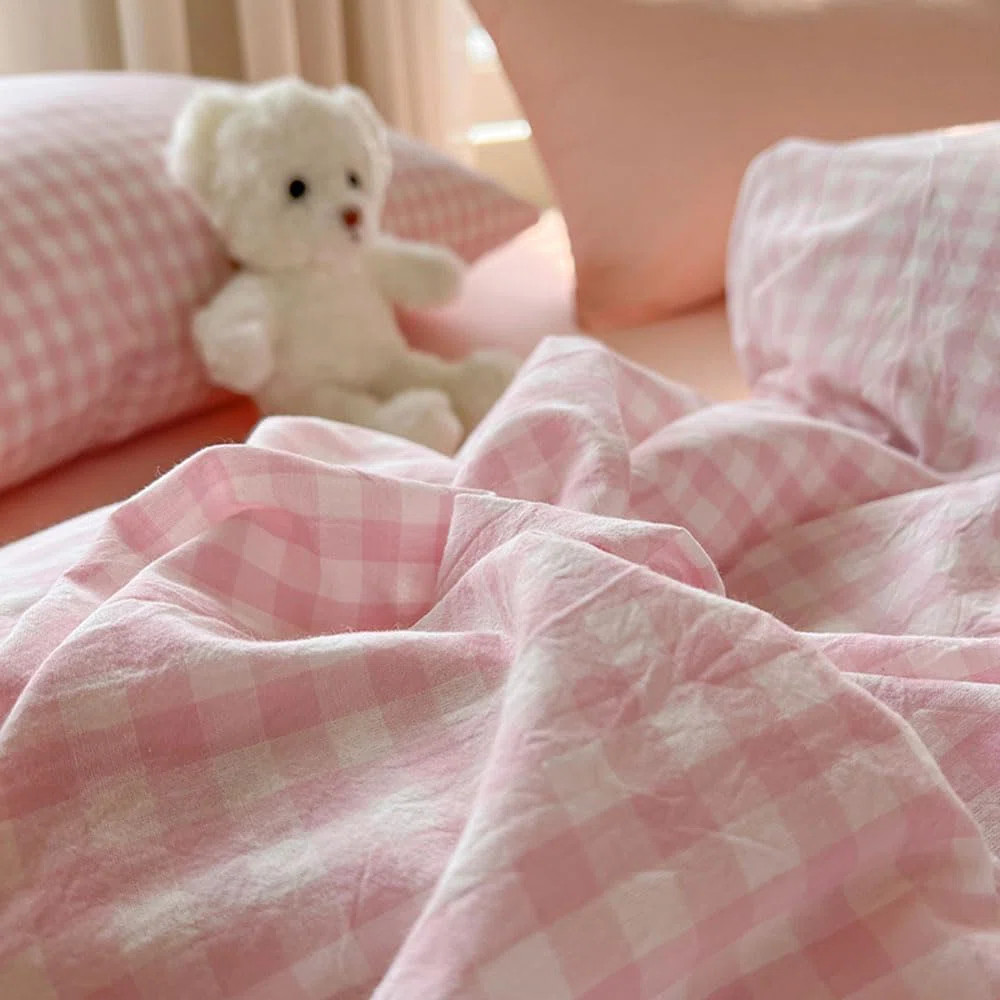 Nayoroom Boho Or Plaid Bedding Set Grid Duvet Cover With Zipper Ties 100% Washed Microfiber Soft ... | Wayfair North America