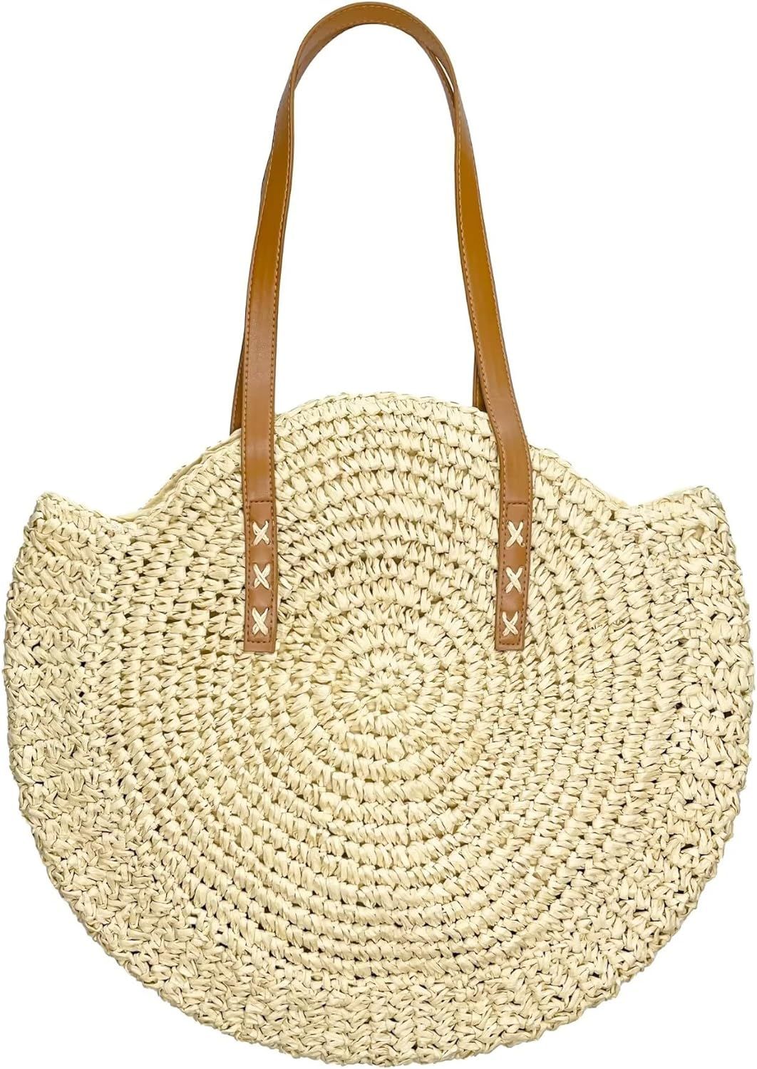 Straw Bag Handwoven Beach Bags Corn Straw Tote Woven Shoulder Bag For Women | Amazon (US)